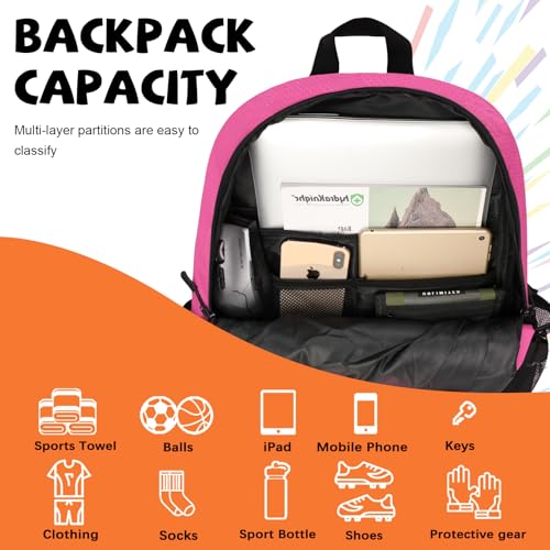 Goloni Basketball Backpack Bag,35L Basketball Bag with with Separate Ball & Shoe Compartments,Large Sports Bag for Basketball - color: Pink