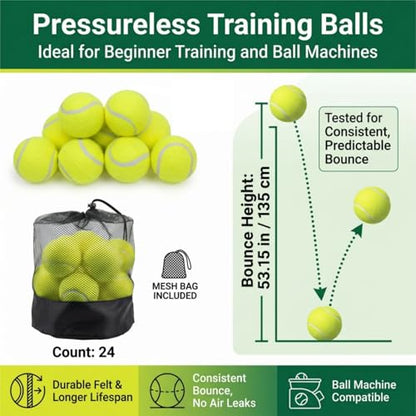 Tebery 20 Pack Advanced Training Tennis Balls, Practice Ball for Beginners with Mesh Bag, Pet Dog Playing Balls for Backyard Play, Exercise
