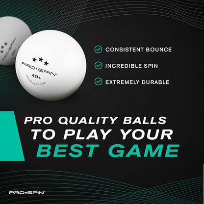 PRO-SPIN High-Performance Ping Pong Balls (12/24/60 Pack Sizes) | White 40+ Table Tennis Balls | Premium ABS Plastic | Professional Quality | Official Size & Weight | Indoor & Outdoor Games