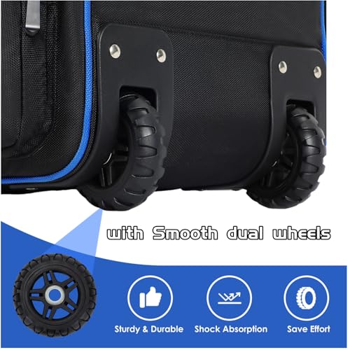 Rolling Baseball Bag with Wheels, Large Catchers Gear Bag for 4 Bats and Equipment,Separate cleats Compartment, Multi-Pockets & Fence Hook, Portable Softball Baseball Bat Bags for Youth Adult