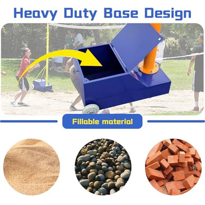 Volleyball Poles for Backyard with Net,Volleyball/Badminton Poles with Movable Heavy Duty Base,Volleyball Net Poles Adjustable 4 Heights,for Indoor Outdoor Stadium School Adults Kids