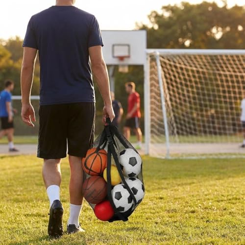 Keeble Outlets Basketball Bag | Large Mesh Ball Bag for Basketballs, Soccer Ball, Volleyball Ball & Sports Equipment | Heavy Duty Mesh Bag | Ball Storage Net with Strap | Sports Bag for Equipment