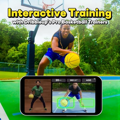 DribbleUp Smart Basketball Starter Pack – At-Home Basketball Training System for Kids & Teens with App-Based Virtual Coach, Real-Time Feedback | Dribble Up Premium Composite Leather, Indoor/Outdoor