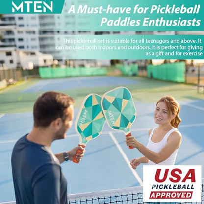 Pickleball Paddles Set of 2 or 4, or Single Paddle – USAPA Approved Fiberglass Surface Pickleball Rackets Set for Men & Women - color: Lake white*2