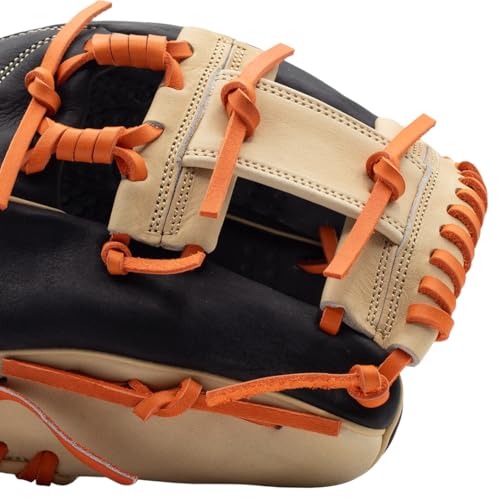 SSK Z5 Craftsman Infield Baseball Glove – 11.25” - 11.5” - 11.75” - 12” – Right & Left Hand Throw - color: Black/Camel/Orange, size: 11.5" - Right Hand Throw