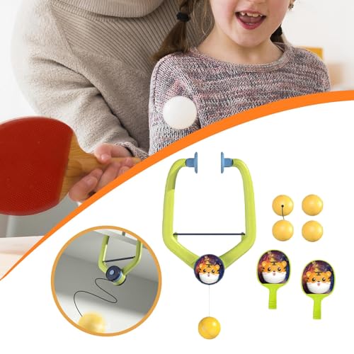 Yiju Indoor Hanging Table Tennis Training,Self Exercise,Parent Child Toy,Paddles and Balls Hanging Table Tennis Set for Kids Teens