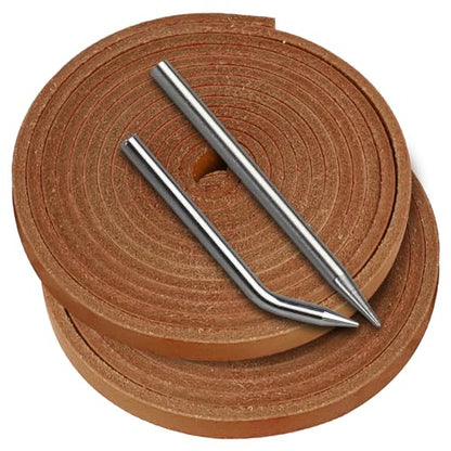Baseball Glove Lace, Mitt Lace Repair Kit Softball 2 Leather Laces and 2 Lacing Needles for Catcher's Glove - color: Tan