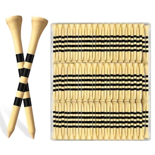 100 Pcs Natural Bamboo Golf Tees, 3-1/4 Inch Biodegradable Tees for Men & Women, Environmentally Friendly for Driving Range & Practice