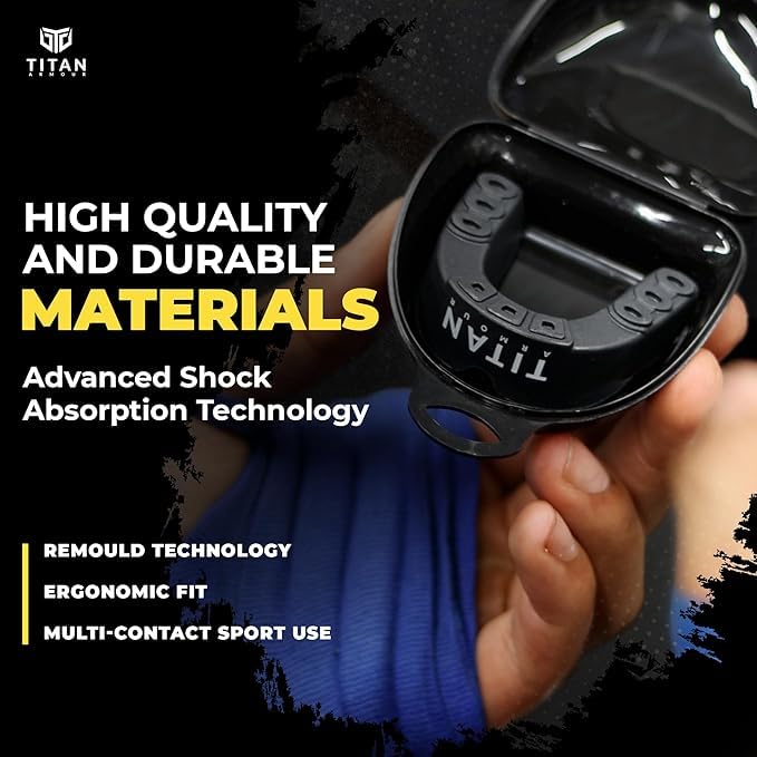 Titan Armour® Mouth Guard Boxing | Premium Dual-Layer | Case Included | Adult & Youth Custom-Fit Mouthpiece | Boil & Bite Mouthguard for Men: Football, MMA, Hockey, Lacrosse, BJJ, Basketball - color: Solid Gold, size: Adult Age 11+