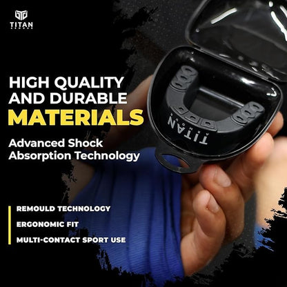 Titan Armour® Mouth Guard Boxing | Premium Dual-Layer | Case Included | Adult & Youth Custom-Fit Mouthpiece | Boil & Bite Mouthguard for Men: Football, MMA, Hockey, Lacrosse, BJJ, Basketball - color: Solid Gold, size: Adult Age 11+