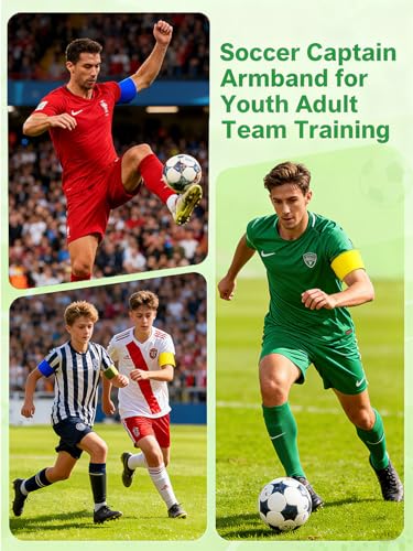 Captain's Armband Soccer Football Rugby Captain Armbands for Youth and Adult,Anti-Drop Design - Pack of 6 - color: 6 Yellow /No C