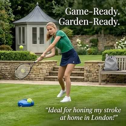 Tennis Practice Rebounder with String, Solo Tennis Trainer Rebound Ball Kits, Multifunction Tennisball Training Baseboard for Outdoors, in The Garden, in The Park - color: Blue+Ball