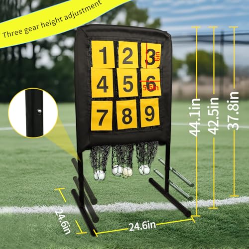 9 Hole Pitching Net with Strike Target | Adjustable Baseball Softball Pitching Training Net | Heavy-Duty 9-Pocket Pitchers Net for Hitting & Throwing