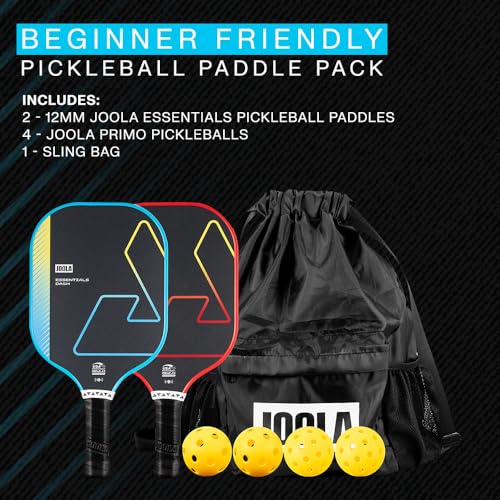 JOOLA Pickleball Paddles & Sets - Includes 2 Rackets, 2–4 Balls, and Storage Carry Bag - USAP Approved - color: Essentials Dash Set