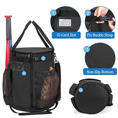 Baseball Bucket Bag for 6 Gallon Bucket, Softball Bucket Cover Organizer with Multi Pocket for Bat, Gloves, Scoreboards and Other Accessories, Bag only