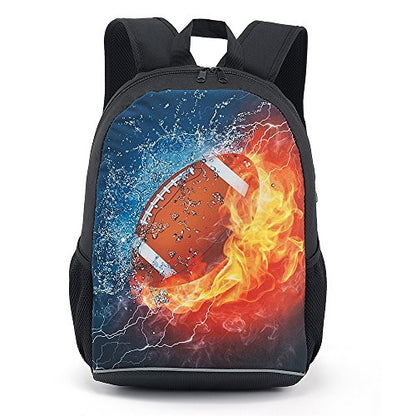 CAIWEI American Football Backpack School Bag (Burning Rugby 1) - color: Burning Rugby 1, size: 17.2*11.7*5.5 Inch