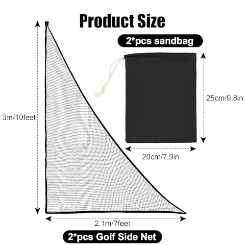 6-10ft 1/2PCS Nylon Side Net Golf Accessory with 1 Sang Bag, Easy to Install Side Net for Golf Nets and Simulator Premium Sports Net Hitting Nets (Red/Black) - style: Black-7x10ft 2Pcs