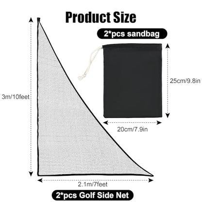 6-10ft 1/2PCS Nylon Side Net Golf Accessory with 1 Sang Bag, Easy to Install Side Net for Golf Nets and Simulator Premium Sports Net Hitting Nets (Red/Black) - style: Black-7x10ft 2Pcs