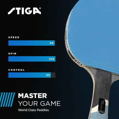 STIGA Pro Carbon + Raptor Performance-Level Table Tennis Rackets with Carbon Technology for Tournament Play - 7-ply Blade with Flared Handles - 2mm Sponge for Enhanced Control and Speed