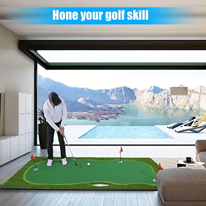 Golf Putting Green/Mat-Golf Training Mat- Professional Golf Practice Mat- Green Long Challenging Putter for Indoor/Outdoor - style: 5x10ft green