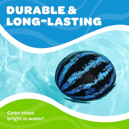 Watermelon Ball – The Ultimate Swimming Pool Game for Under Water Passing, Dribbling, Diving and Pool Games for Teens, Kids, or Adults, Balls Fills with Water, Blue, 9 inches - size: 9", style: 9" Blue
