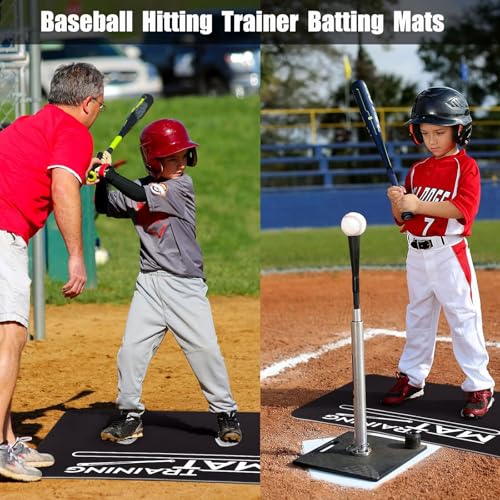 Baseball Batting Mat with Footprint, Non-Slip Batting Stance Alignment Training Mats for Swing Pitching Softball & Baseball Hitting Mat