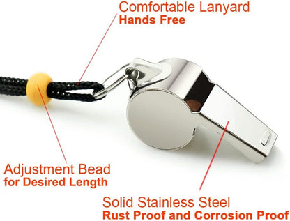 Stainless Steel Sports Whistles with Lanyard, Loud Crisp Sound Whistles Bulk Great for Coaches, Referees, and Officials - color: Silver A