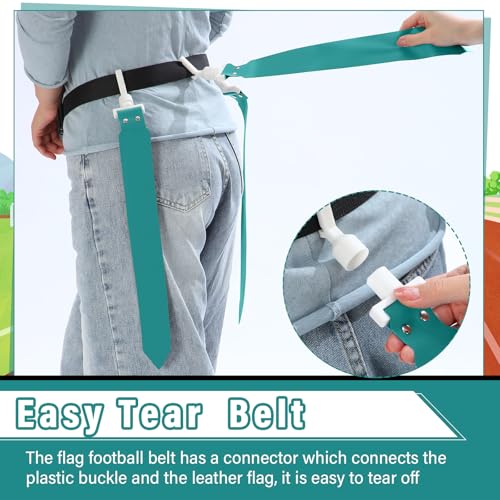 Junkin 6/8/10 Players Flag Football Sets Adjustable Football Belts and Flags for Youths Teens Kids Adults Players Sports Team - color: Dark Green