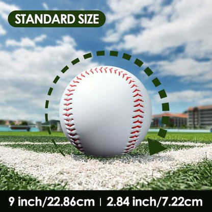 Bucket of Training Baseballs - Standard Size, 12 Pack Unmarked & Blank 9 inch for Practice & League Play,Autographs, Pitching,Gifts
