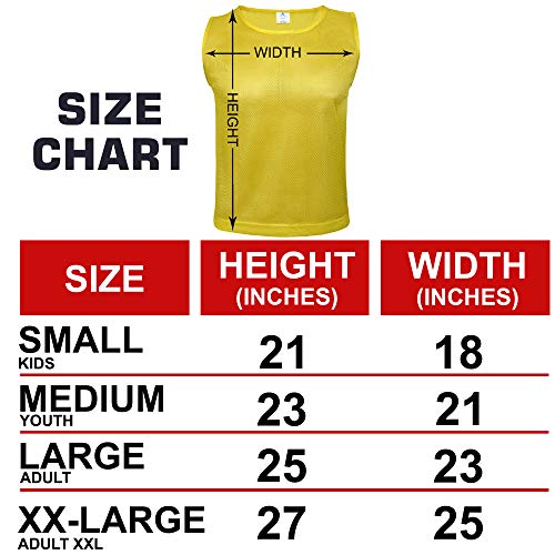 Athllete 12 pcs Duramesh Pinnies/Scrimmage Vest - Kids Youth and Adult Pinnies, Numbered Penny Jerseys for Soccer - color: Golden Yellow (Set of 12), size: Medium