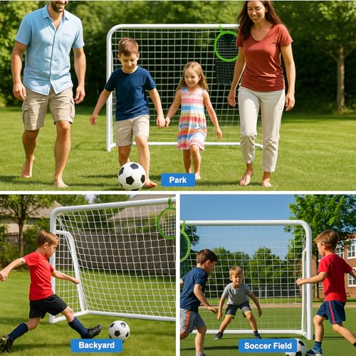 MOPHOTO Soccer Goal, 6X4/8x6/10x6.5/12x6/16x7/18.5x6.5/21x7/24x8ft Soccer Goals for Backyard, Full Size Soccer Goal for Teens & Adults Training - size: 6x4FT, style: Alloy Steel-Foldable