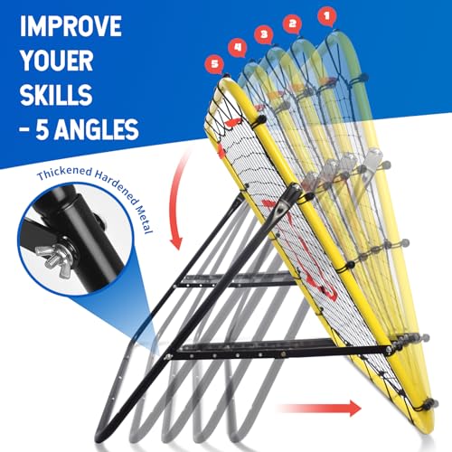 Soccer Rebounder Bounce Back Net,Baseball Rebounder Net, Adjustable Angle All Ages Volleyball Rebounder Training Equipment, Soccer Themed Gifts for Backyard Soccer Practice - size: 3.3FT