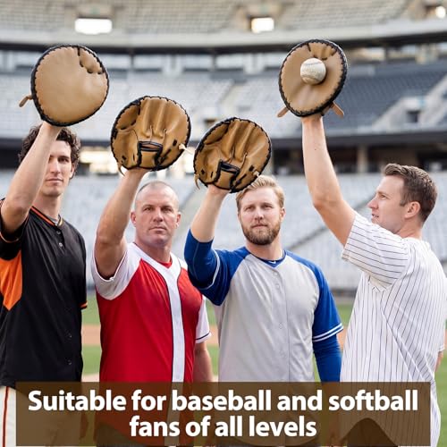 VioraWhite Pancake Baseball and Softball Training Glove - Flat & Soft Premium PVC Fielding Gear for Left-Hand Throw, Great Choice for Teens - color: Brown