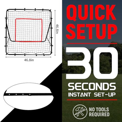 Soccer Baseball Rebounder Net：Quick-Switch Angle Volleyball Pitchback Training for Control, Passing Practice, Easy Setup Football Goal Rebounder for Kids Teens & Adults Backyard