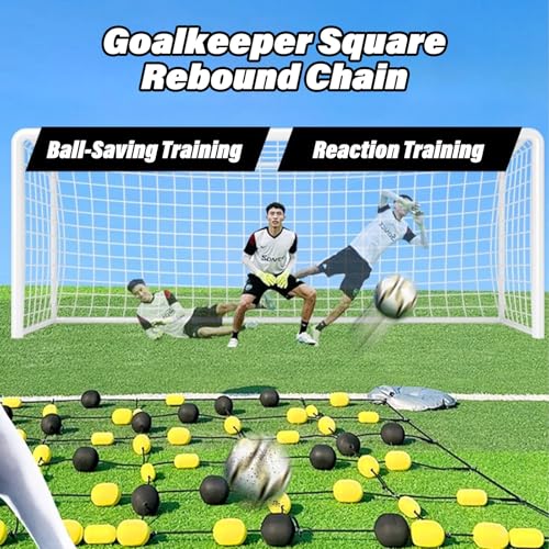 Soccer Training Equipment Goalkeeper Trainer, Goalie Training Equipment with Square Ball Deflector, Reaction Training Aid for Reflex Agility and Hand Eye Coordination Drills - size: Standard