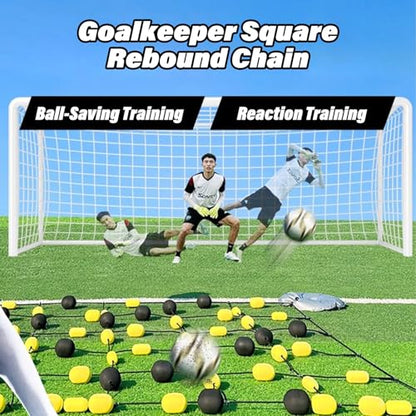 Soccer Training Equipment Goalkeeper Trainer, Goalie Training Equipment with Square Ball Deflector, Reaction Training Aid for Reflex Agility and Hand Eye Coordination Drills - size: Standard