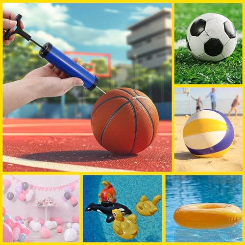 10 Sets Ball Pumps for Sports Balls, Portable Hand Pump with 4 Needles 1 Nozzle 1 Extension Hose, Air Balls Pumps Bulk, Hand Pumps Inflation Kit for Basketball Soccer Volleyball