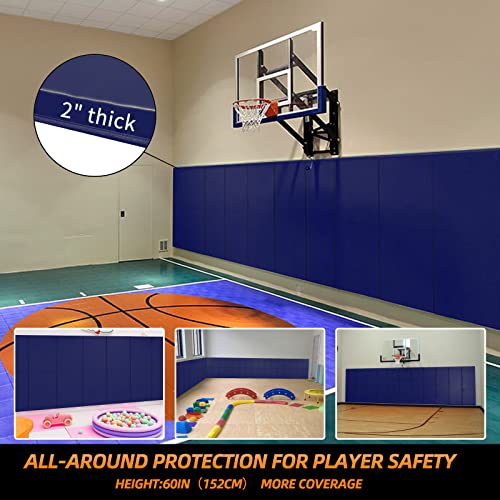 6FT HighGym Wall Paddings Basketball Court Wall Protection Pad - 2”Thick Foam Wall Mat Durable Protector for Wall-Mounted Basketball Hoops Garage Taekwondo(72" L x 20" W) - color: BLUE, style: 1 PACK