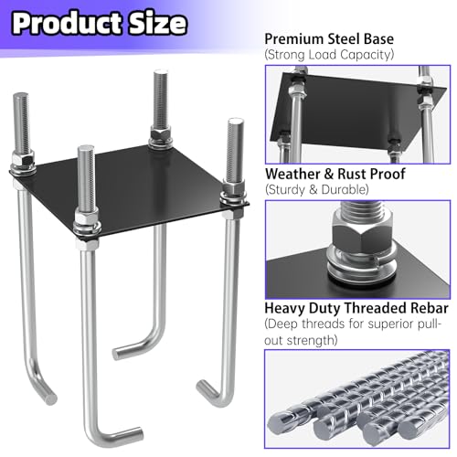 7"/ 9" Basketball Hoop Anchor Kit, Universal Fit Ground Anchor Kit, Basketball Hoop Ground Anchor Kit Basketball Hoop Parts Compatible with Silverback, Goaliath, and Hoopstar Basketball Hoops - size: 7"