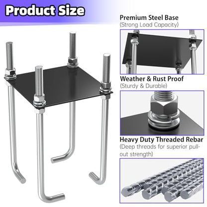 7"/ 9" Basketball Hoop Anchor Kit, Universal Fit Ground Anchor Kit, Basketball Hoop Ground Anchor Kit Basketball Hoop Parts Compatible with Silverback, Goaliath, and Hoopstar Basketball Hoops - size: 7"