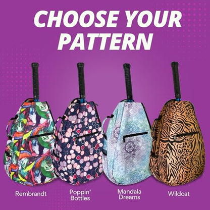 Womens Tennis Backpack - Taboo Fashions Ladies Tennis Bag Holds Two Racquets, Padded Straps and Side Carry Handle - color: White, Purple, Blue, Green