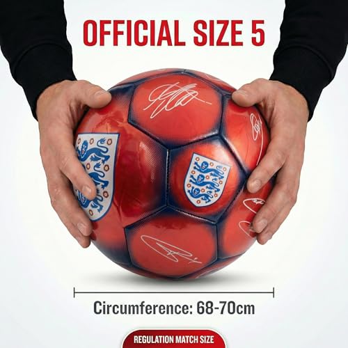 Hy-Pro Officially Licensed Classic Signature Soccer Ball, Metallic, Size 5, Training, Match, Merchandise, Collectible for Kids and Adults - style: England FA