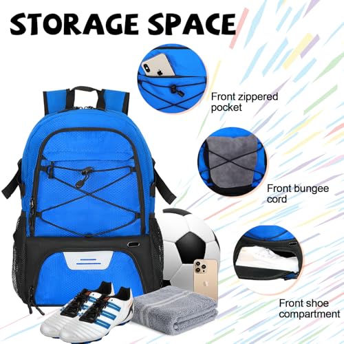 Goloni Basketball Backpack Bag,35L Basketball Bag with with Separate Ball & Shoe Compartments,Large Sports Bag for Basketball - color: Blue