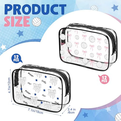 24 Pcs Volleyball Clear Makeup Bag for Team Gift Party Favor Volleyball Goodie Bags with Zipper for Woman Team Gifts Sport Birthday Decorations Supplies - style: Volleyball