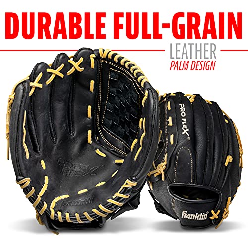 Franklin Sports Baseball Glove - Proflex Adult Baseball + Softball Glove - Outfield + Infield - Right and Left Hand - size: 12.5"