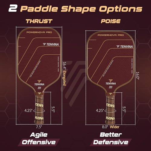 TENVINA Pickleball Paddles, Thermoformed T700SC Carbon Fiber Pickleball Paddle, Pickle Ball Paddle USAPA Approved with Dominant Power and Larger Sweet Spot - color: PRO-Aramid-Elongated-16MM Control