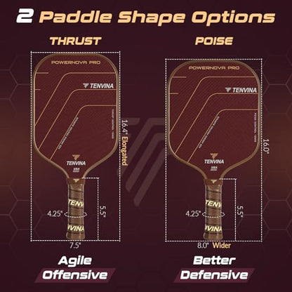 TENVINA Pickleball Paddles, Thermoformed T700SC Carbon Fiber Pickleball Paddle, Pickle Ball Paddle USAPA Approved with Dominant Power and Larger Sweet Spot - color: PRO-Aramid-Elongated-16MM Control