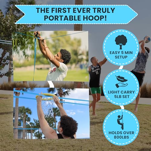HALO BALL Portable Basketball Hoop with Adjustable Height - Play Floating Outdoor Yard Game at Beach, Lawn, Backyard, Pool, Grass - New Sport for Boys, Girls, Family