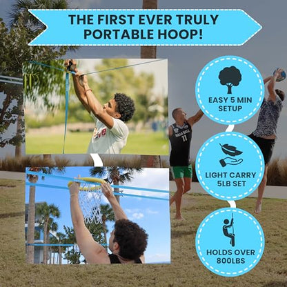 HALO BALL Portable Basketball Hoop with Adjustable Height - Play Floating Outdoor Yard Game at Beach, Lawn, Backyard, Pool, Grass - New Sport for Boys, Girls, Family