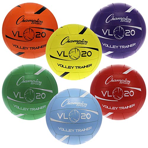 Champion Sports Volleyball Trainers – Lightweight Training Volleyballs, Soft Vinyl Panels, Multiple Sizes - color: Multi, style: Size 8 (Set of 6)